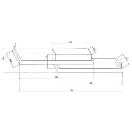 Ondaluce - Dæmpbar LED-loftlampe DOWEL LED/60W/230V 75x75 cm sølv