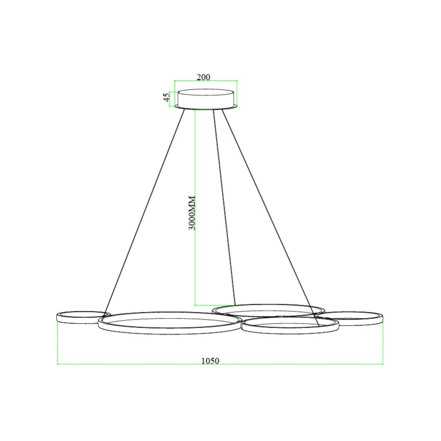 Ondaluce - Dæmpbar LED-lysekrone på kabel POIS LED/60W/230V guld