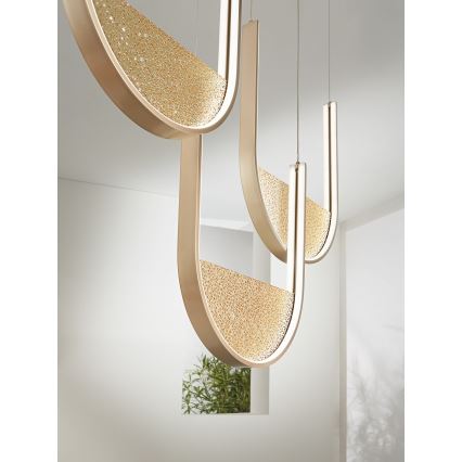 Ondaluce - Dæmpbar LED-pendel på kabel LOTUS LED/70W/230V, guld