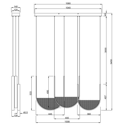 Ondaluce - Dæmpbar LED-pendel på kabel LOTUS LED/70W/230V, guld