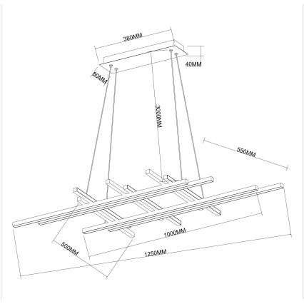 Ondaluce - Dæmpbar LED-pendel på kabel MOVIDA LED/114W/230V sort