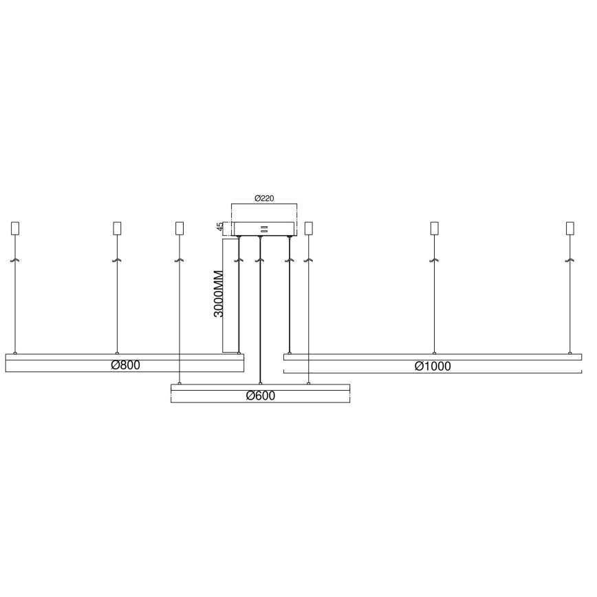 Ondaluce - LED-dæmpbar pendel med wire SOEL LED/28W/230V + LED/38W + LED/47W 3000/4000K Ø 100/80/60 cm hvid
