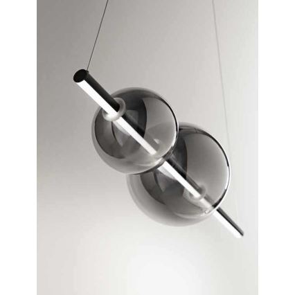 Ondaluce - Dæmpbar LED-pendel på wire FUFI LED/40W/230V sort/røgfarvet