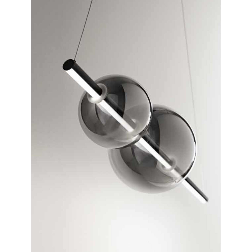 Ondaluce - Dæmpbar LED-pendel på wire FUFI LED/40W/230V sort/røgfarvet