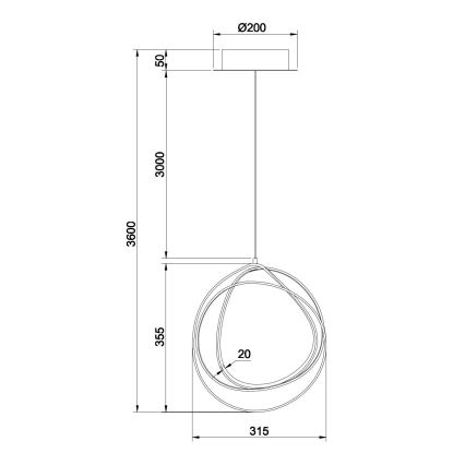 Ondaluce - Dæmpbar LED-pendel på wire GOLDEN LED/28W/230V, gylden