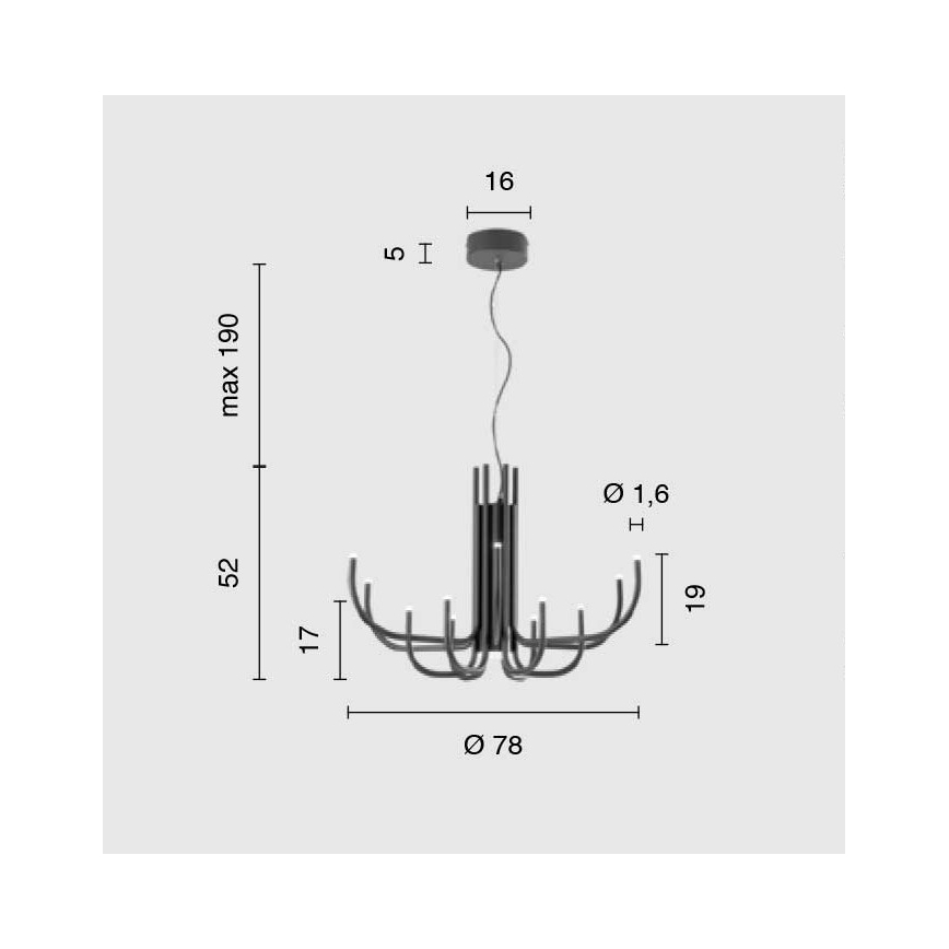Ondaluce - dæmpbar LED-pendel på wire NOUVEAU LED/35W/230V sort