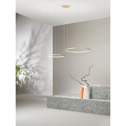 Ondaluce - LED dæmpbar pendel på wire SOEL LED/28W/230V + LED/38W Ø 80/60 cm guld