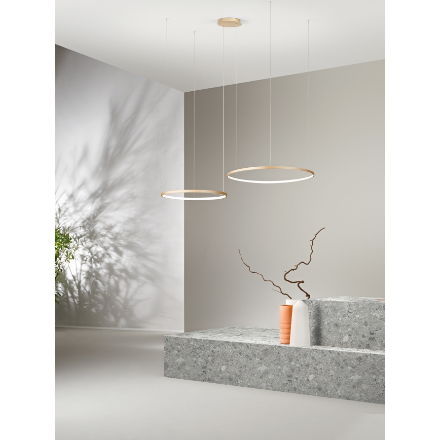 Ondaluce - LED dæmpbar pendel på wire SOEL LED/28W/230V + LED/38W Ø 80/60 cm guld