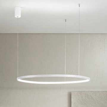 Ondaluce - Dæmpbar LED-pendel på wire SOEL LED/38W/230V 3000/4000K Ø 80 cm hvid