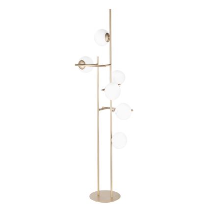 Ondaluce - Gulvlampe JEWEL 6xE14/10W/230V 166 cm guld/hvid