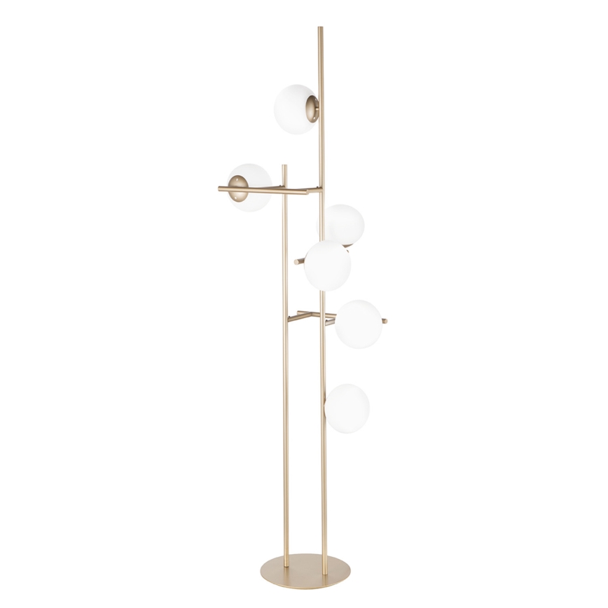 Ondaluce - Gulvlampe JEWEL 6xE14/10W/230V 166 cm guld/hvid
