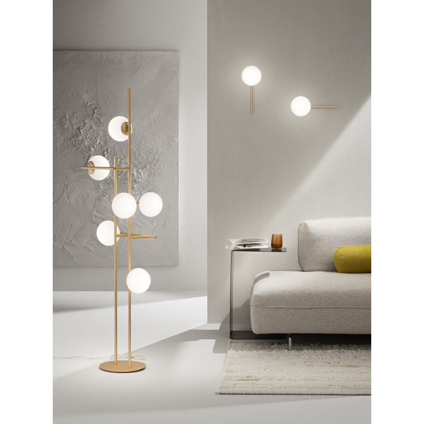 Ondaluce - Gulvlampe JEWEL 6xE14/10W/230V 166 cm guld/hvid