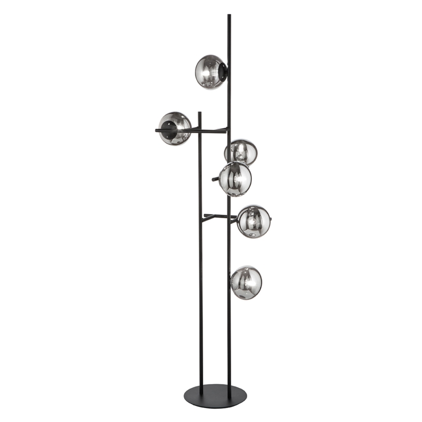 Ondaluce - Gulvlampe JEWEL 6xE14/10W/230V 166 cm sort/røgfarvet sort