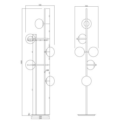 Ondaluce - Gulvlampe JEWEL 6xE14/10W/230V guld/hvid