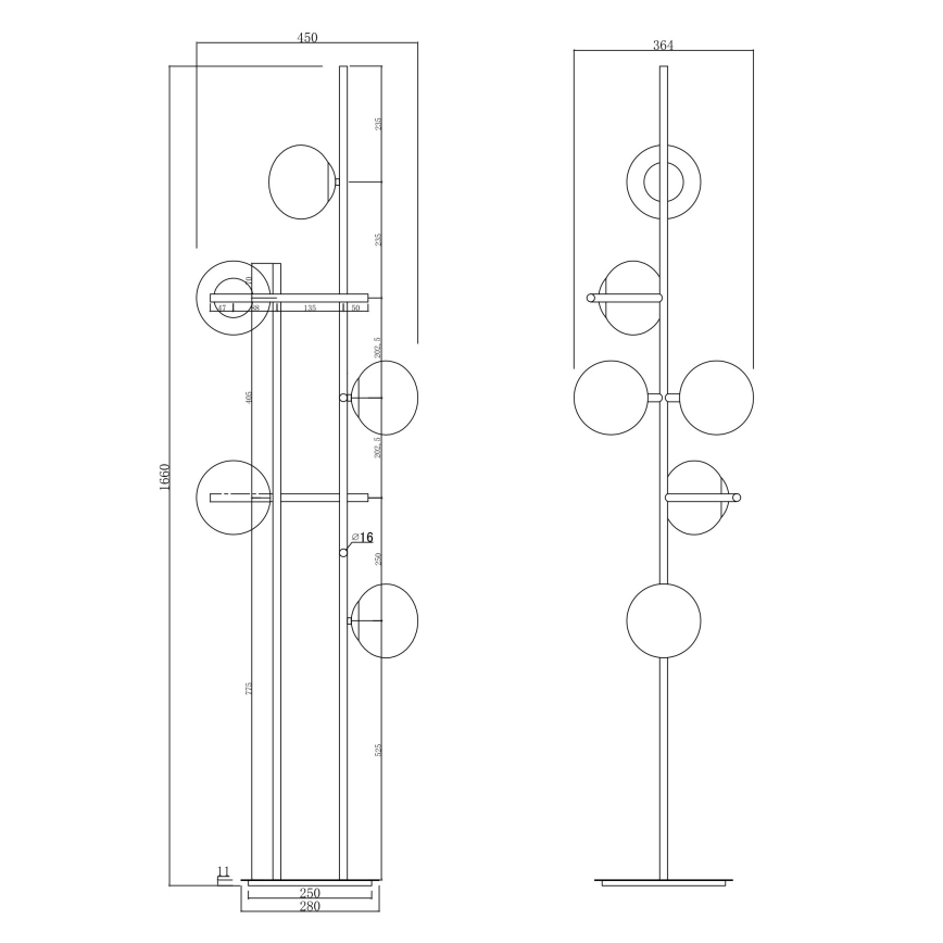 Ondaluce - Gulvlampe JEWEL 6xE14/10W/230V guld/hvid