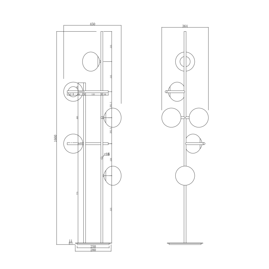 Ondaluce - Gulvlampe JEWEL 6xE14/10W/230V røget sort