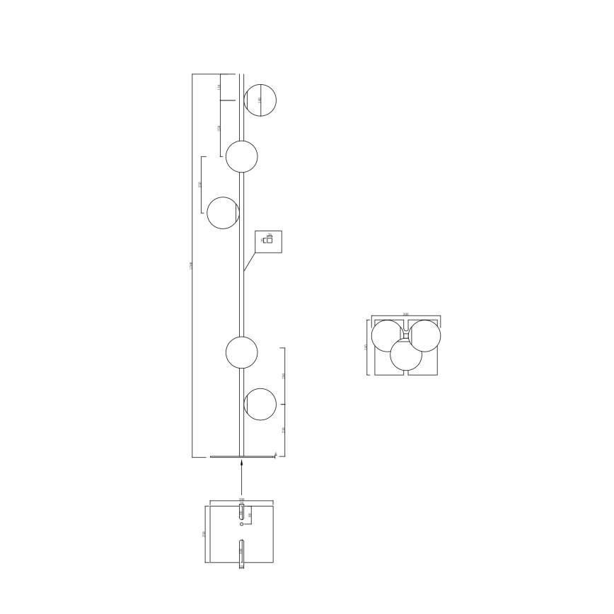 Ondaluce - Gulvlampe MONILE 5xE14/10W/230V 170 cm guld/hvid