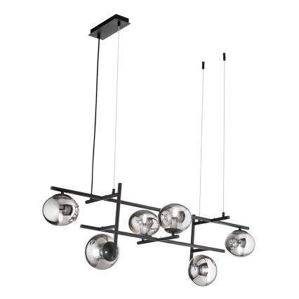 Ondaluce - JEWEL lysekrone på wire 6xE14/10W/230V sort/røget sort