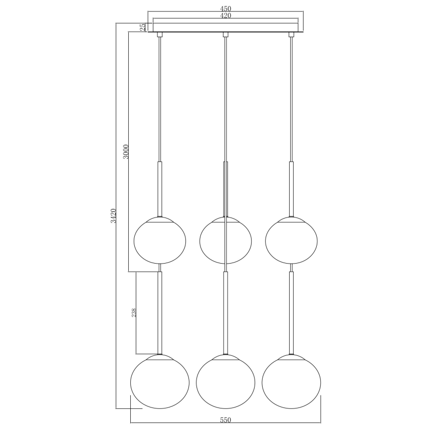 Ondaluce - JEWEL pendel med kabel, 6 x E14, 10 W, 230 V, Ø 55 cm, røgfarvet sort