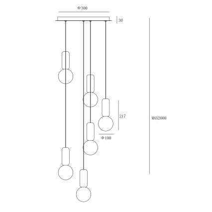 Ondaluce - Kabelpendel ROCK 6xG9/7W/230V Ø 35 cm beton/brun/grå/hvid