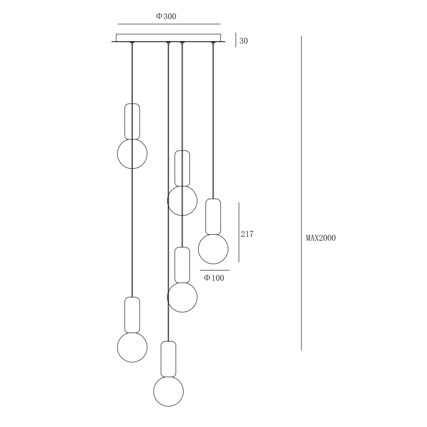 Ondaluce - Kabelpendel ROCK 6xG9/7W/230V Ø 35 cm beton/brun/grå/hvid
