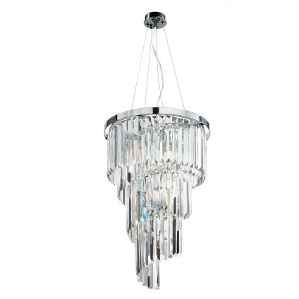 Ondaluce - Krystal-lysekrone med wire ALEXANDER, 7 x E14 / 10 W / 230 V, Ø 40 cm, blank krom