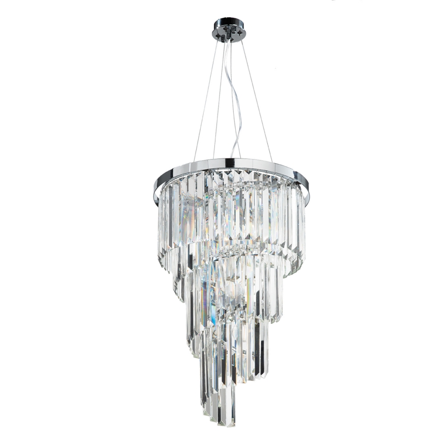 Ondaluce - Krystal-lysekrone med wire ALEXANDER, 7 x E14 / 10 W / 230 V, Ø 40 cm, blank krom