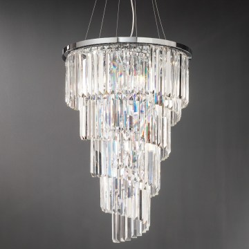 Ondaluce - Krystal lysekrone med wireophæng ALEXANDER 7xE14/10W/230V Ø 50 cm blank krom