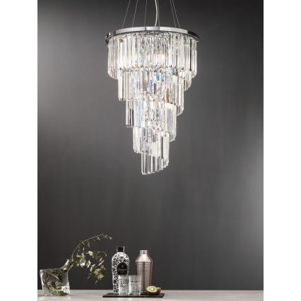 Ondaluce - Krystal lysekrone med wireophæng ALEXANDER 7xE14/10W/230V Ø 50 cm blank krom