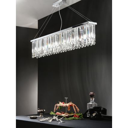 Ondaluce - Krystal lysekrone på wire BATIDA 8xE14/10W/230V, blank krom