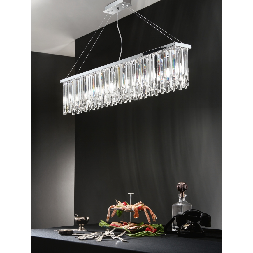 Ondaluce - Krystal lysekrone på wire BATIDA 8xE14/10W/230V, blank krom
