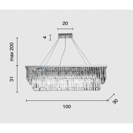 Ondaluce - Krystalpendel med wireophæng DAIQUIRI 8xE14/10W/230V blank krom
