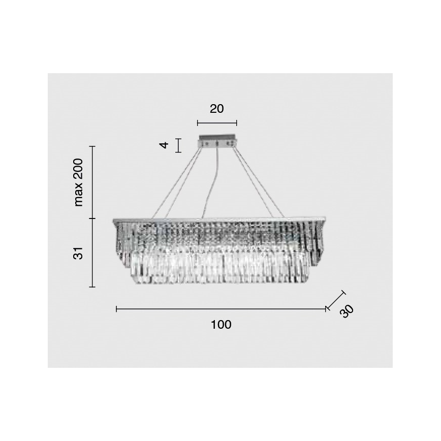 Ondaluce - Krystalpendel med wireophæng DAIQUIRI 8xE14/10W/230V blank krom