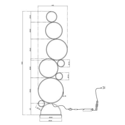 Ondaluce - LED-dæmpbar gulvlampe POIS LED/52W/230V 160 cm sølvfarvet