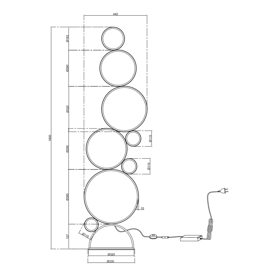 Ondaluce - LED dæmpbar gulvlampe POIS LED/52W/230V guld