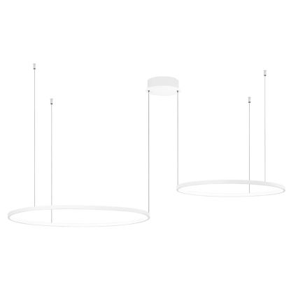Ondaluce - Dæmpbar LED-pendel på wire SOEL LED/28W/230V + LED/38W 3000/4000K Ø 80/60 cm hvid