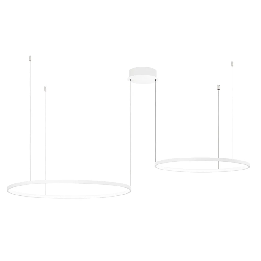 Ondaluce - Dæmpbar LED-pendel på wire SOEL LED/28W/230V + LED/38W 3000/4000K Ø 80/60 cm hvid