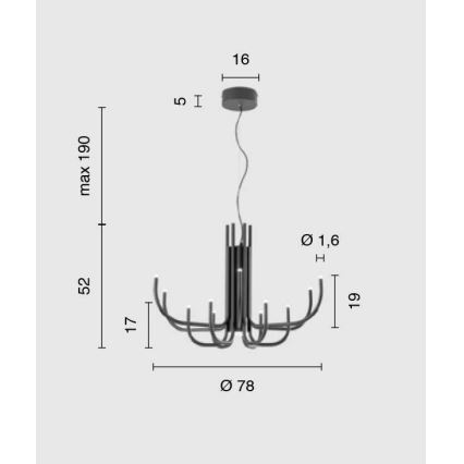 Ondaluce - LED dæmpbar pendel på wire NOUVEAU LED/35W/230V Ø 78 cm guldfarvet