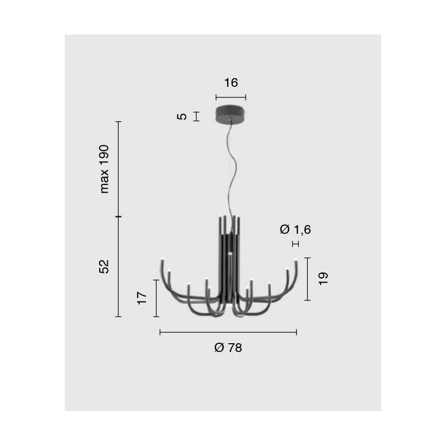 Ondaluce - LED dæmpbar pendel på wire NOUVEAU LED/35W/230V Ø 78 cm guldfarvet