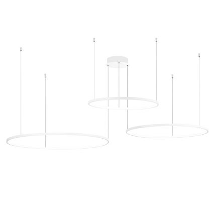 Ondaluce - Dæmpbar LED-pendel med wireophæng SOEL LED/28W/230V + LED/38W + LED/47W Ø 100/80/60 cm hvid