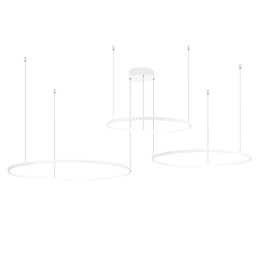 Ondaluce - Dæmpbar LED-pendel med wireophæng SOEL LED/28W/230V + LED/38W + LED/47W Ø 100/80/60 cm hvid