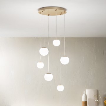 Ondaluce - LED-lysekrone på wire SANTOS LED/48W/230V Ø 45 cm guld/hvid