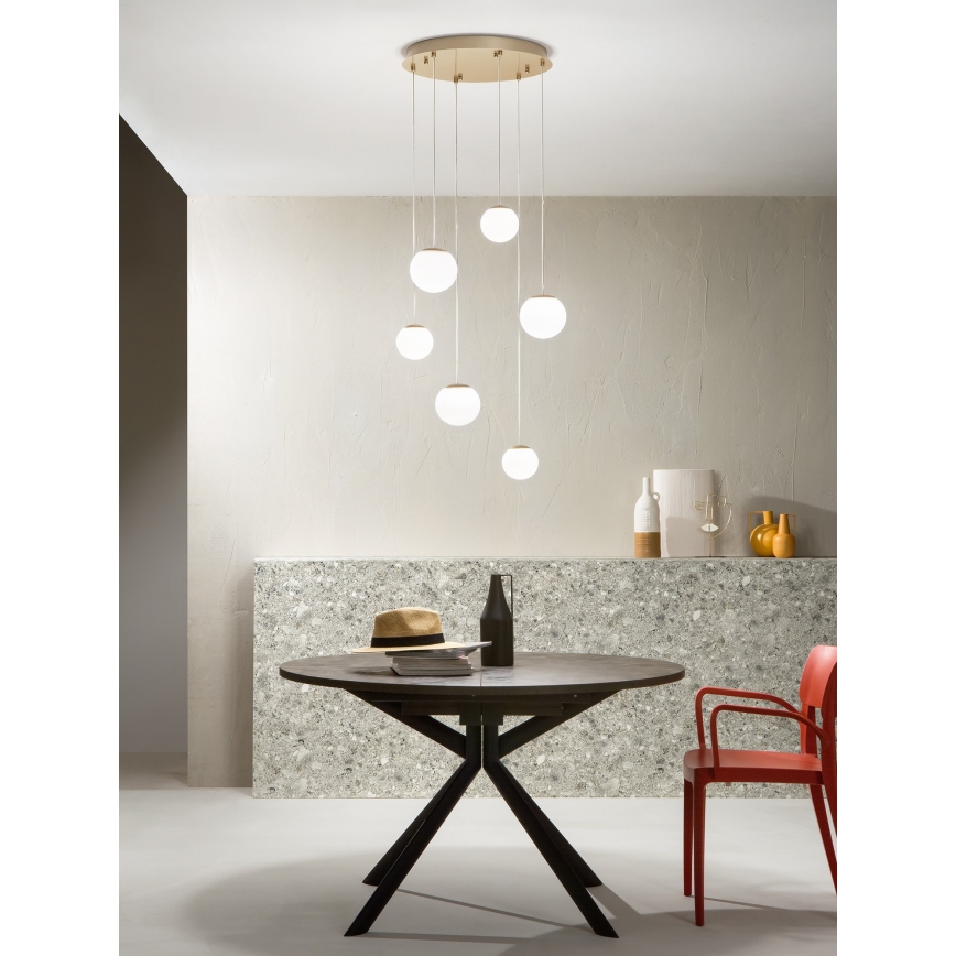 Ondaluce - LED-lysekrone på wire SANTOS LED/48W/230V Ø 45 cm guld/hvid