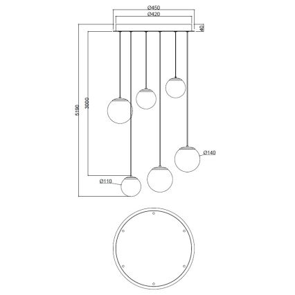 Ondaluce - LED-lysekrone på wire SANTOS LED/48W/230V Ø 45 cm guld/hvid