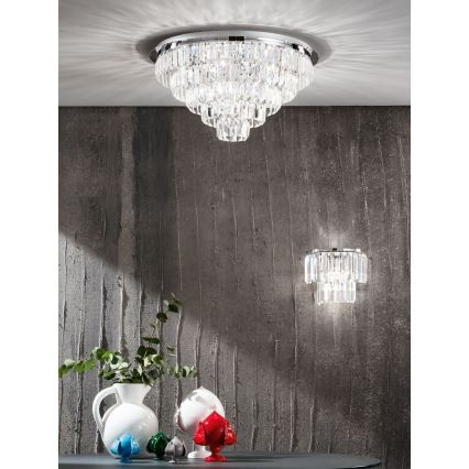 Ondaluce - Krystal loftlampe CASTLE 12xG9/7W/230V Ø 60 cm poleret krom