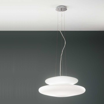 Ondaluce - Loftlampe med wireophæng PAGODA 3xE27/15W/230V + 2xE27/15W Ø 50 cm hvid