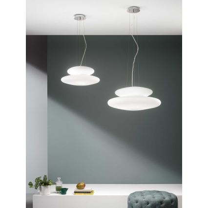 Ondaluce - Loftlampe med wireophæng PAGODA 3xE27/15W/230V + 2xE27/15W Ø 50 cm hvid