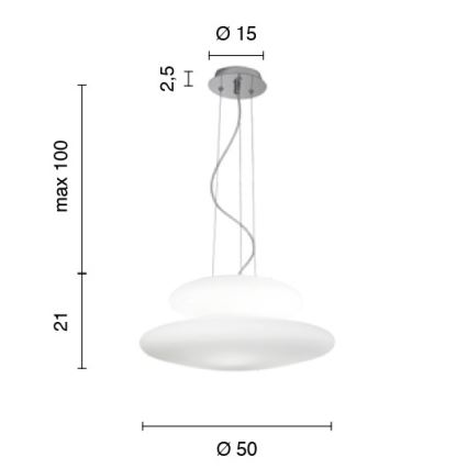 Ondaluce - Loftlampe med wireophæng PAGODA 3xE27/15W/230V + 2xE27/15W Ø 50 cm hvid