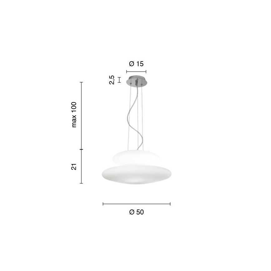 Ondaluce - Loftlampe med wireophæng PAGODA 3xE27/15W/230V + 2xE27/15W Ø 50 cm hvid