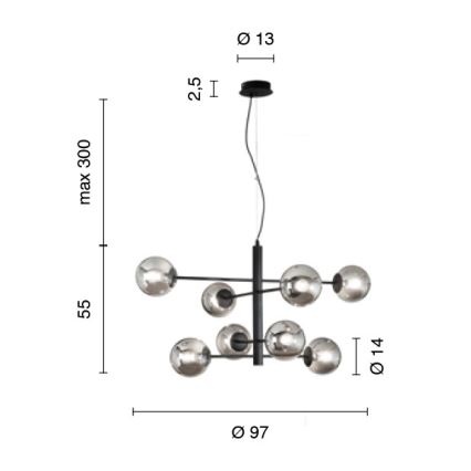 Ondaluce - Lysekrone med kabelophæng ELISEO 8xE14/10W/230V Ø 97 cm guld/røget beige